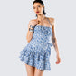 Aubriella Blue Print Mini Dress