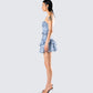 Aubriella Blue Print Mini Dress