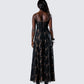 Audrina Black Burnout Maxi Dress