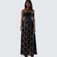 Audrina Black Burnout Maxi Dress