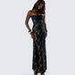 Audrina Black Burnout Maxi Dress