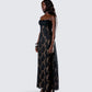 Audrina Black Burnout Maxi Dress