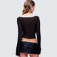 Aurelia Black Long Sleeve Mesh Top