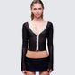 Aurelia Black Long Sleeve Mesh Top model front
