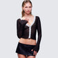 Aurelia Black Long Sleeve Mesh Top