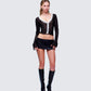 Aurelia Black Long Sleeve Mesh Top