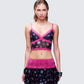 Aurelia Black Printed Mesh Cami model front