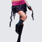Aurelia Black Printed Mesh Ruffle Mini Skirt