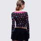 Aurelia Black Printed Mesh Top