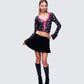 Aurelia Black Printed Mesh Top