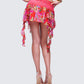 Aurelia Orange Printed Mesh Ruffle Mini Skirt