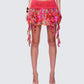 Aurelia Orange Printed Mesh Ruffle Mini Skirt model front
