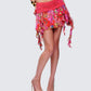 Aurelia Orange Printed Mesh Ruffle Mini Skirt