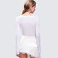 Aurelia White Long Sleeve Mesh Top