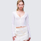 Aurelia White Long Sleeve Mesh Top