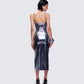 Aurra Metallic Gunmetal Midi Dress