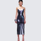 Aurra Metallic Gunmetal Midi Dress