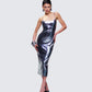 Aurra Metallic Gunmetal Midi Dress