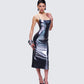 Aurra Metallic Gunmetal Midi Dress