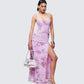 Women's printed maxi dress styled on model – FINESSE