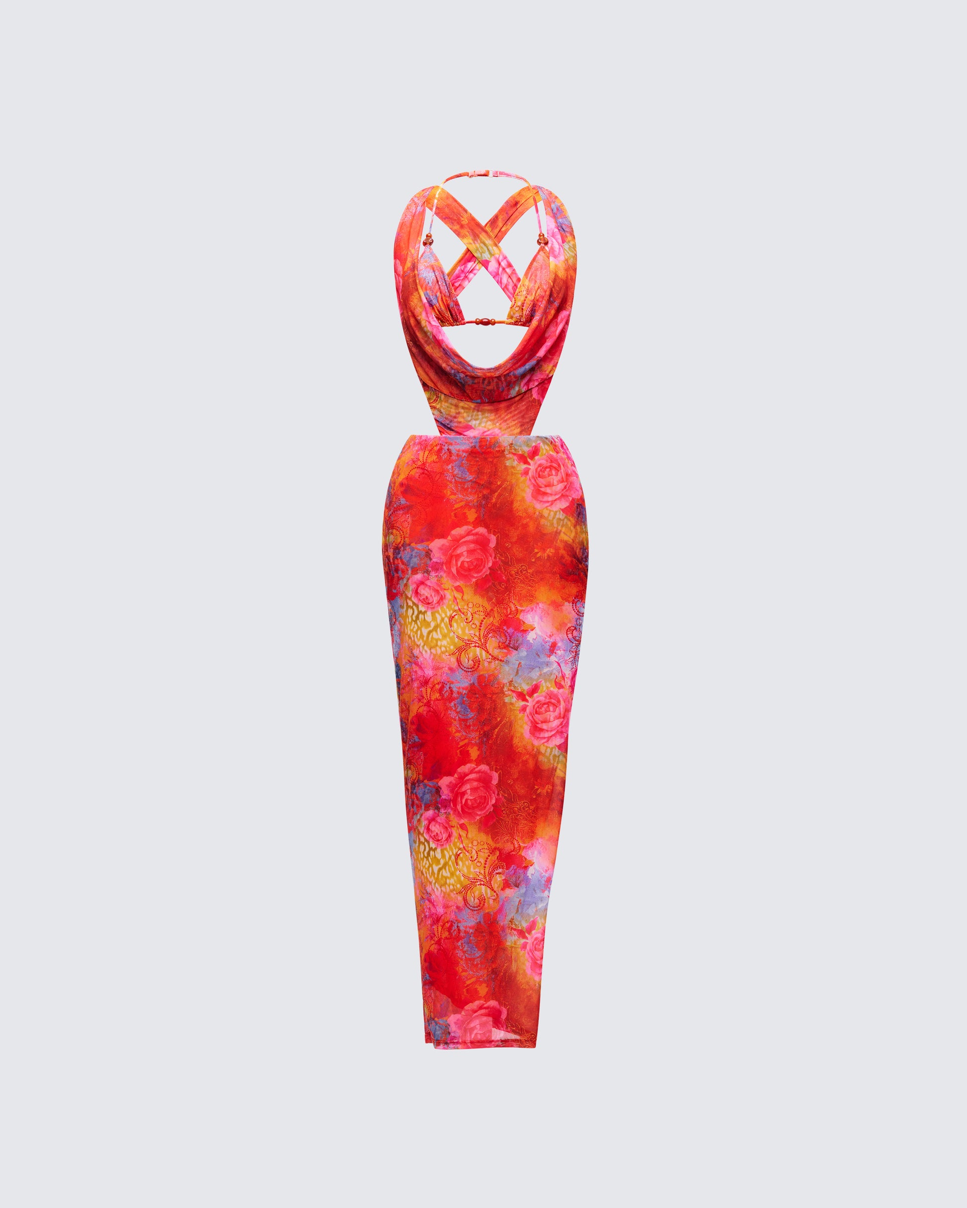 floral cowl neck maxi dress Floral Cowl Neck Maxi Dress Small / Cream