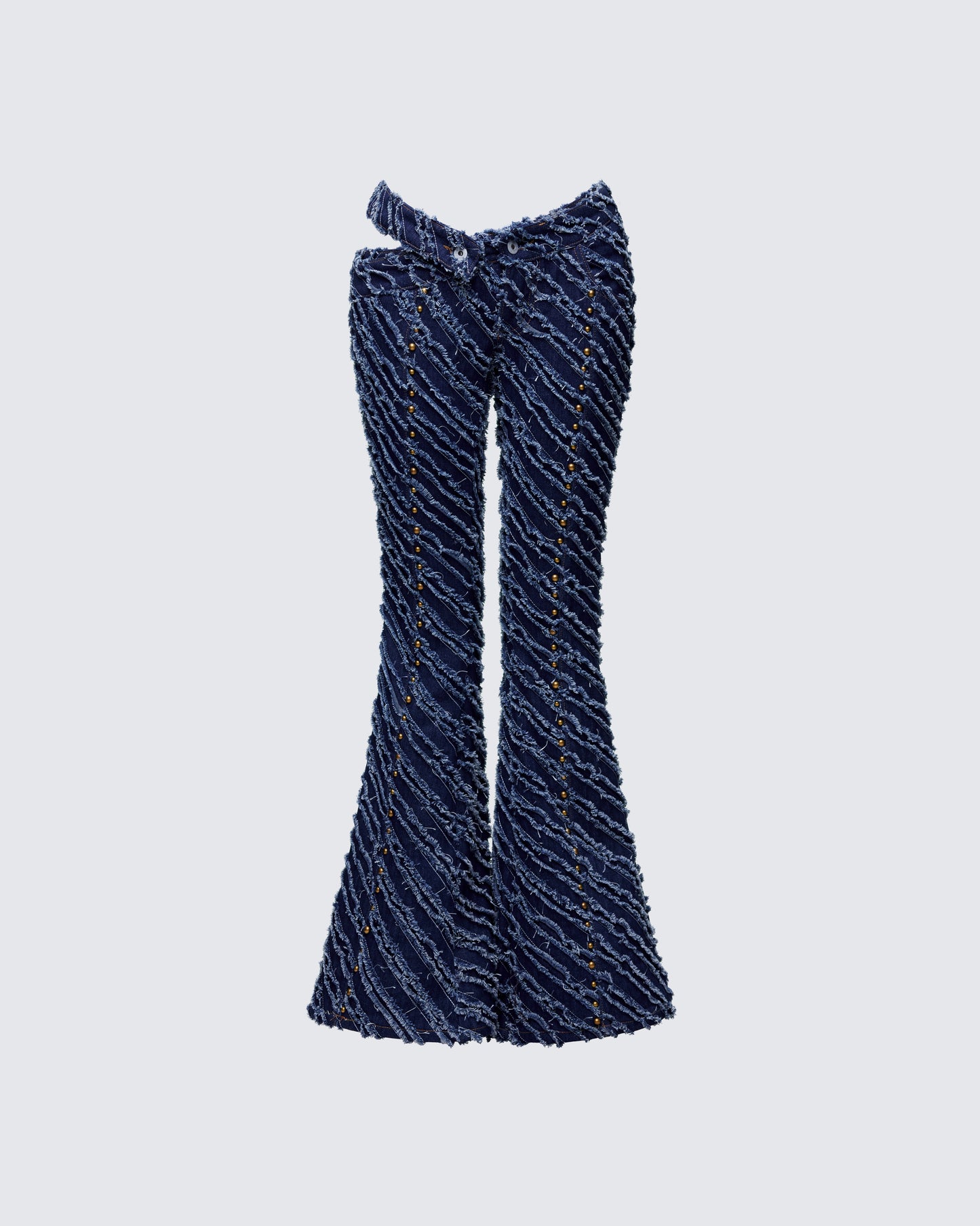 Aviv Blue Denim Studded Flared Jeans product front