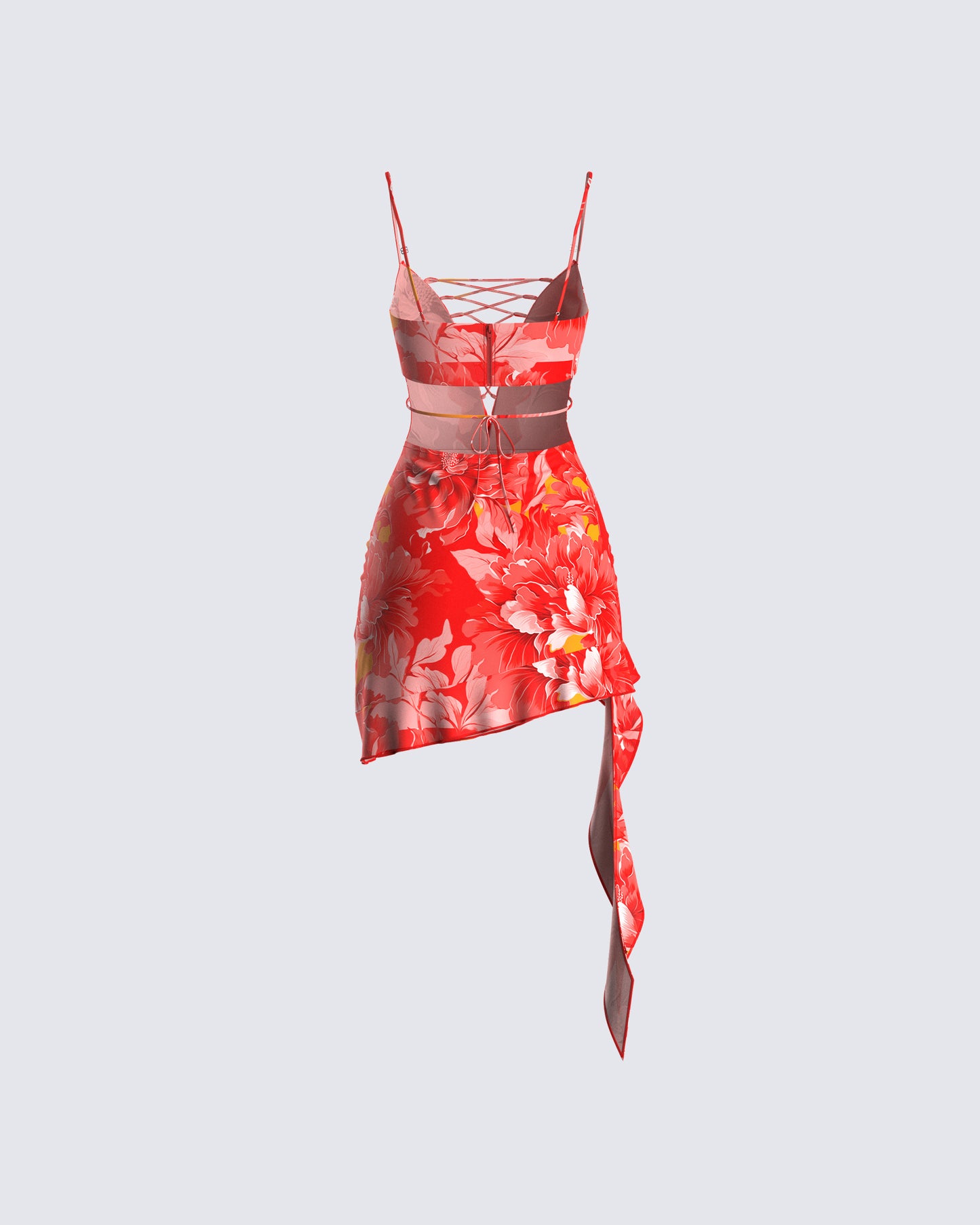 Aviva Red Floral Print Mini Dress