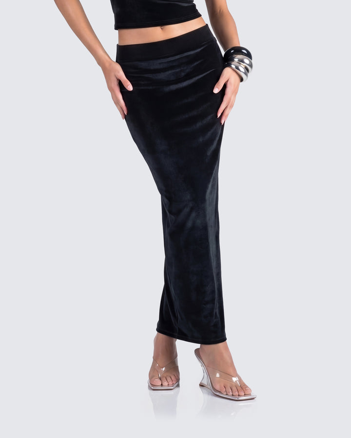 Ayla Black Velvet Maxi Skirt