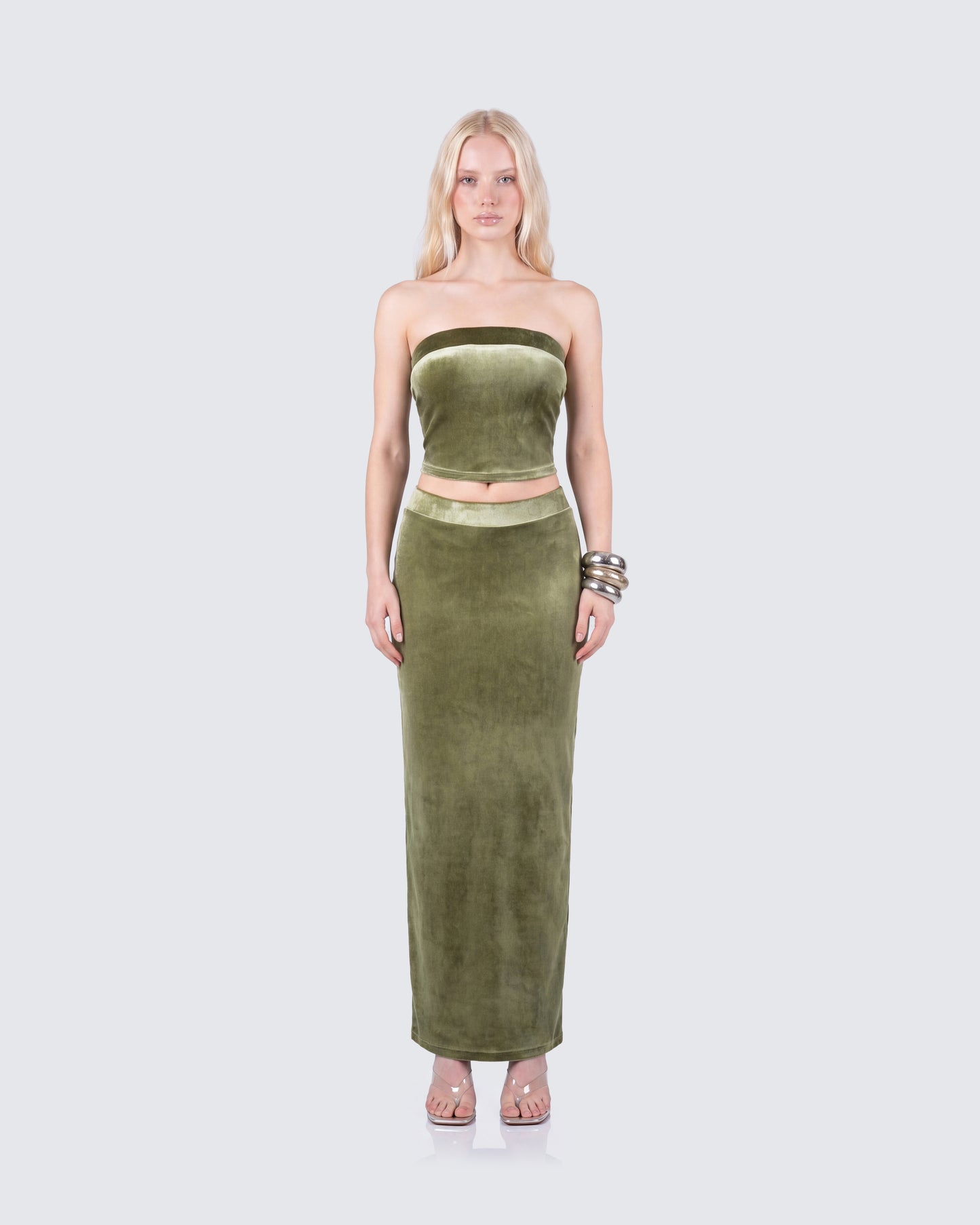 Ayla Olive Green Velvet Set