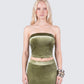 Ayla Olive Green Velvet Tube Top