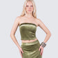 Ayla Olive Green Velvet Tube Top