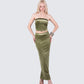 Ayla Olive Green Velvet Tube Top