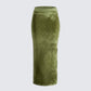 Ayla Olive Green Velvet Maxi Skirt
