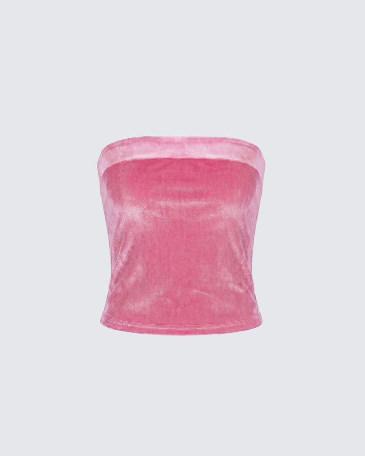 Ayla Pink Velvet Tube Top