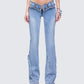 Ayra Blue Denim Flared Pants model front