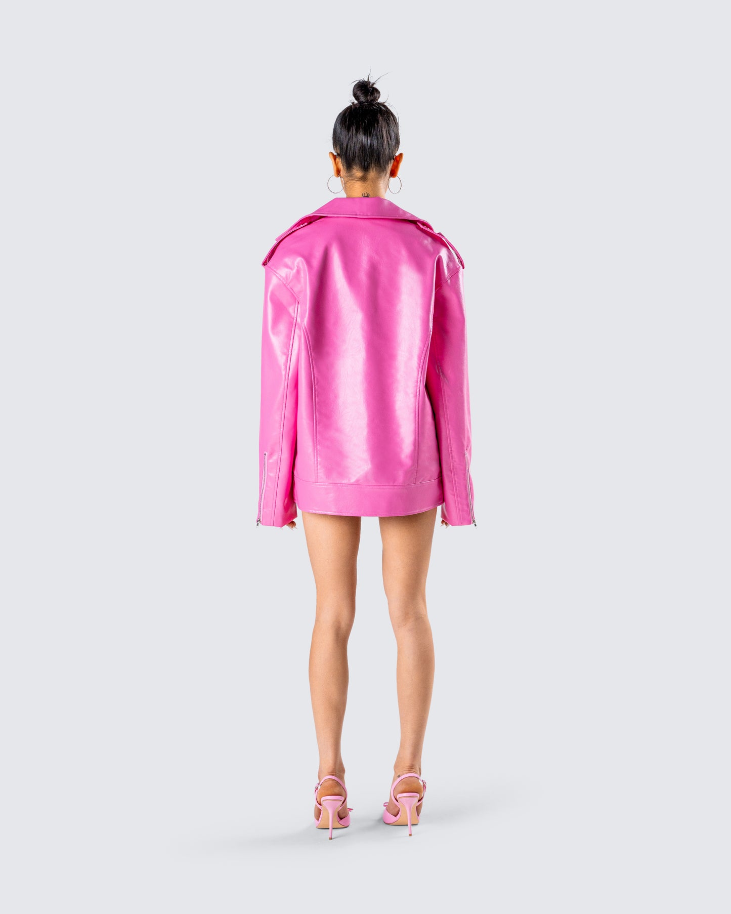 Ayse Pink Faux Leather Jacket