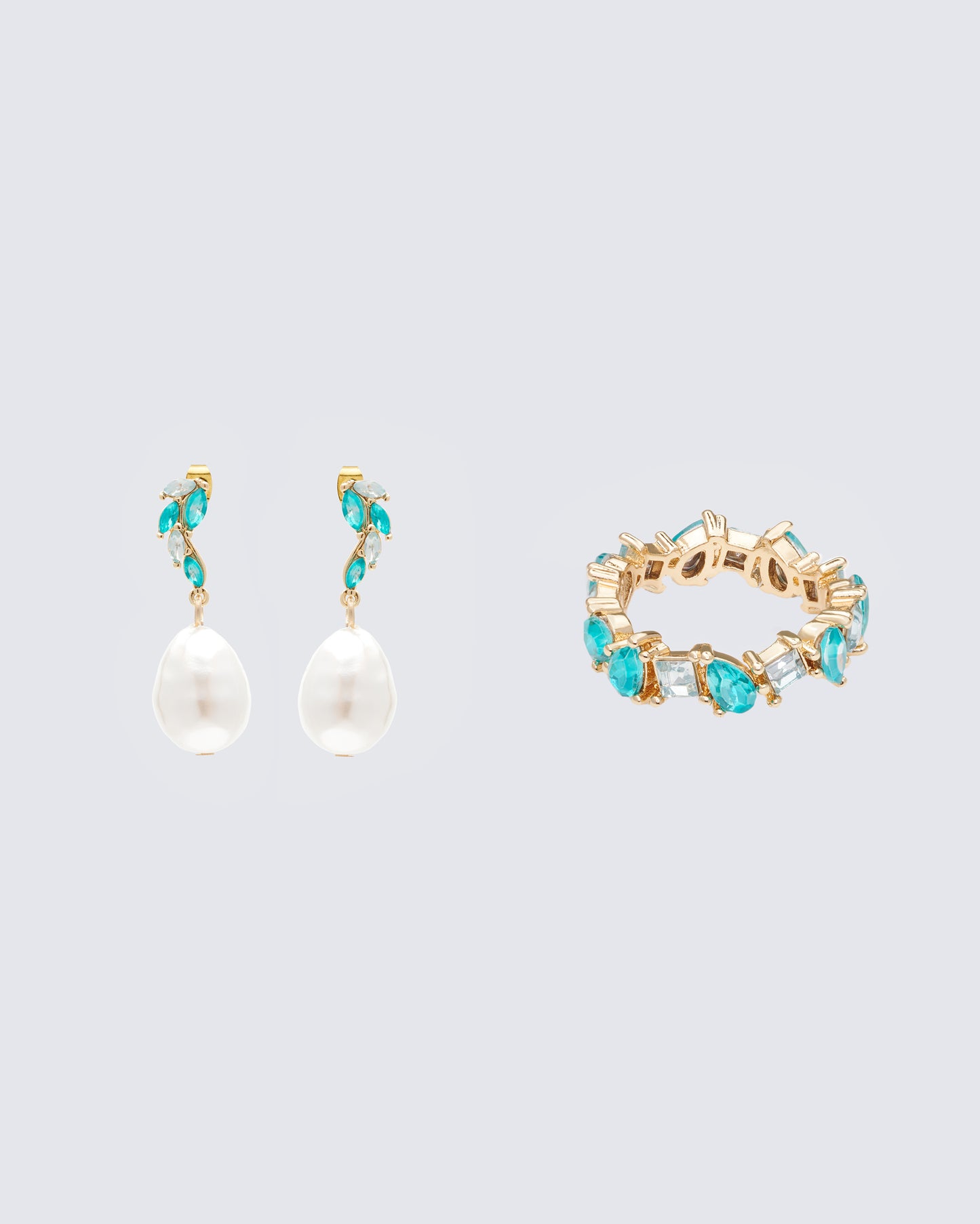 Azore Gold Accented Ring & Earring Set