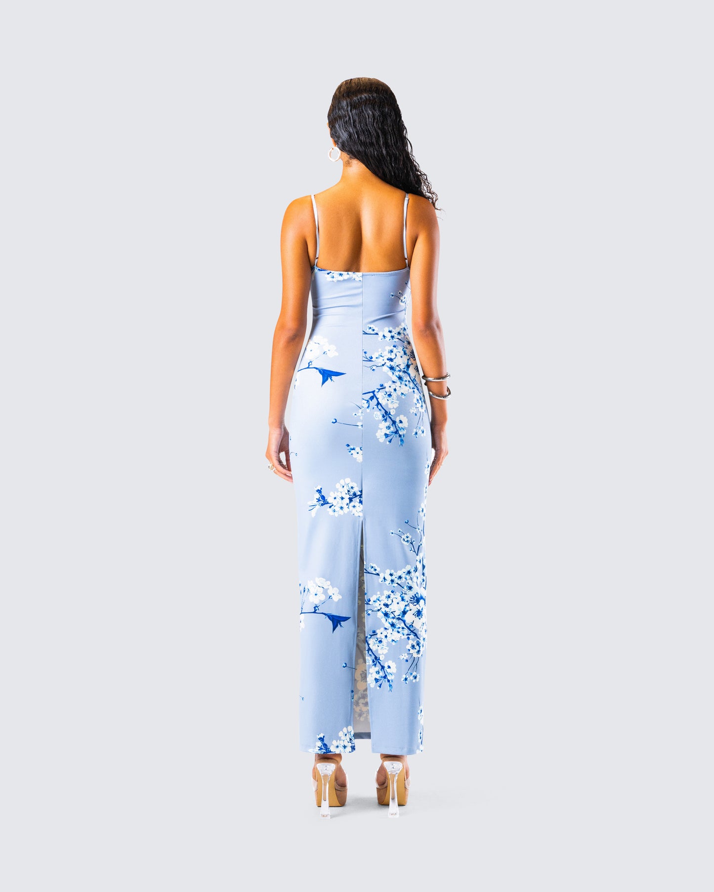 Azura Blue Floral Bodycon Maxi