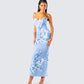 Azura Blue Floral Bodycon Maxi