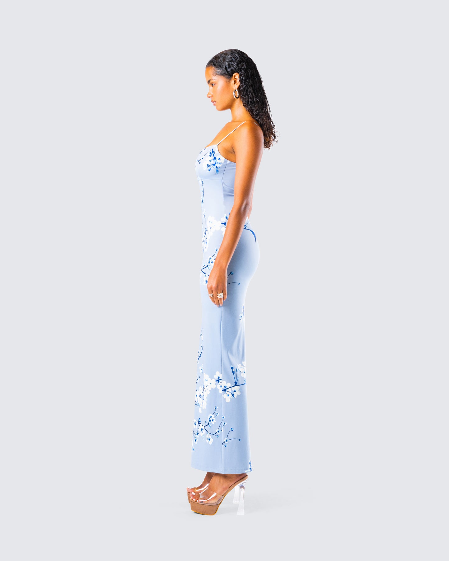 Azura Blue Floral Bodycon Maxi