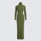 Aiko Olive Ribbed Cutout Maxi Dress product front