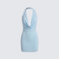 Akimi Blue Sparkle Halter Mini Dress product front