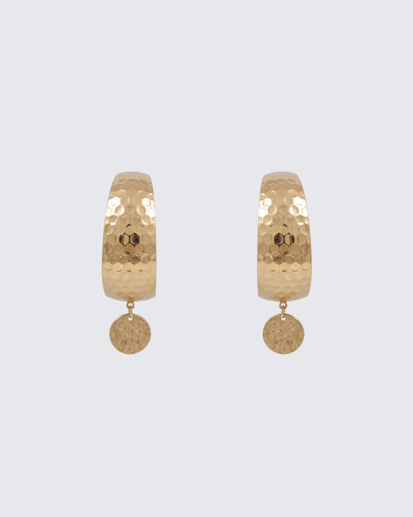 Anoura Gold Hammered Hoop Earrings product front