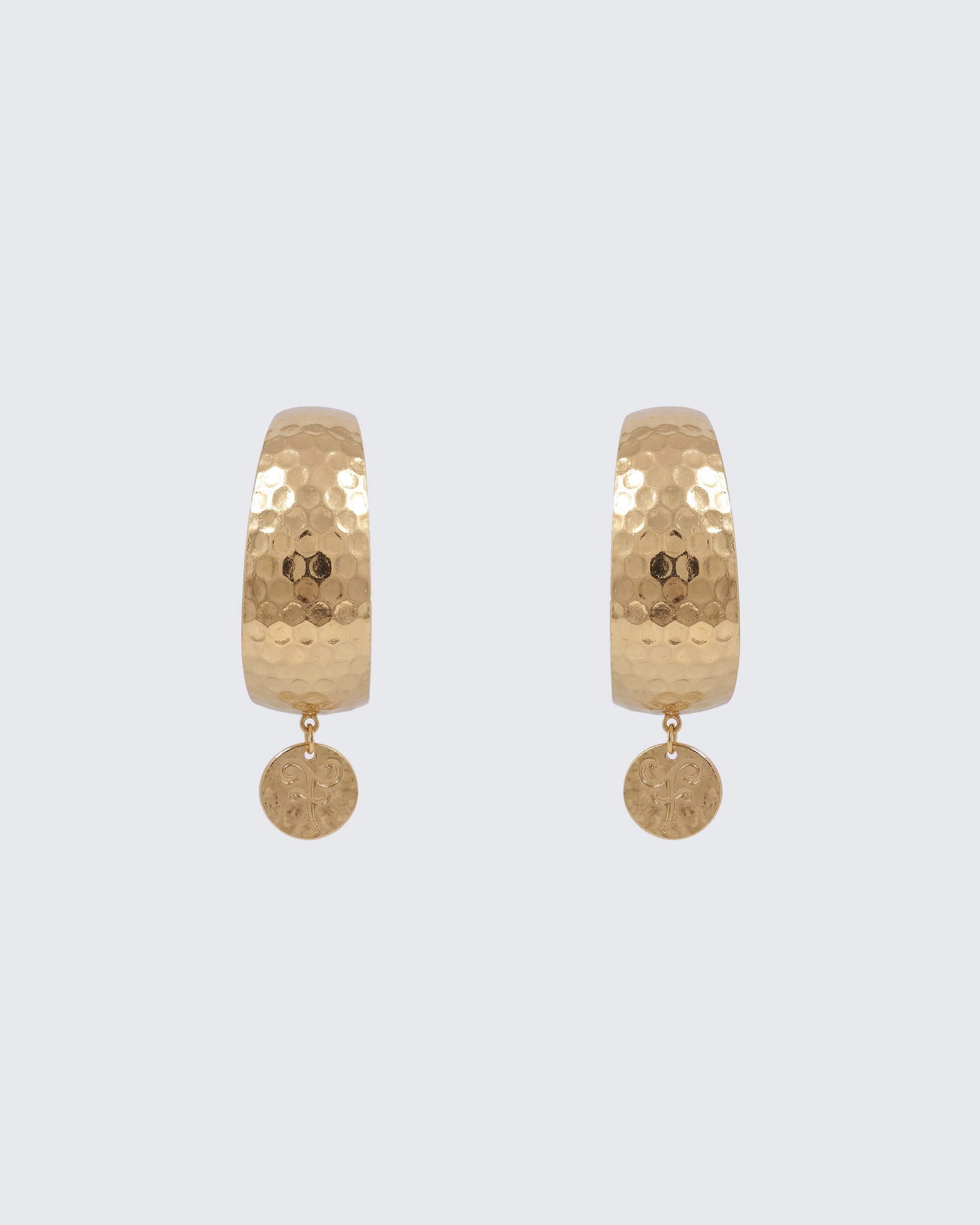 Anoura Gold Hammered Hoop Earrings product front
