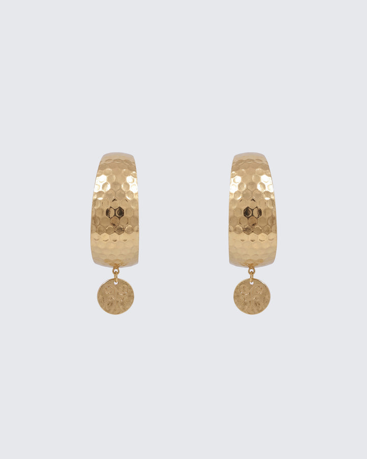 Anoura Gold Hammered Hoop Earrings product front