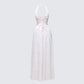 Avalon Ivory Corset Plunge Maxi Dress product front