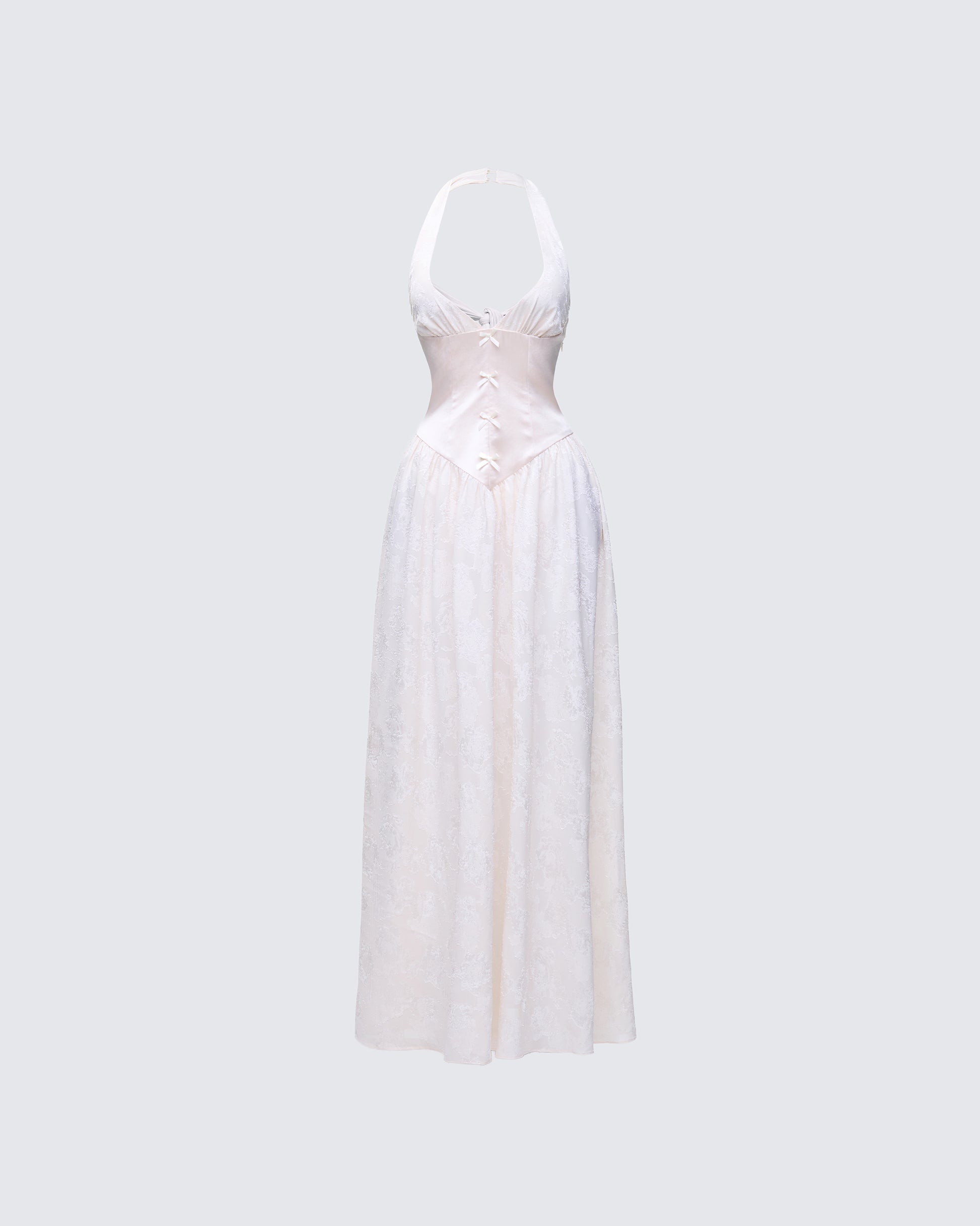 Avalon Ivory Corset Plunge Maxi Dress product front