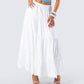 Bailee White Tiered Midi Skirt