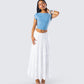 Bailee White Tiered Midi Skirt