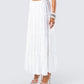 Bailee White Tiered Midi Skirt